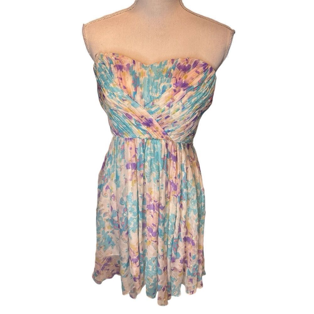 Yumi Kim 100% Silk Y2K Coquette Fairly Straples Gold Pink Blue NWT $232 Sz M